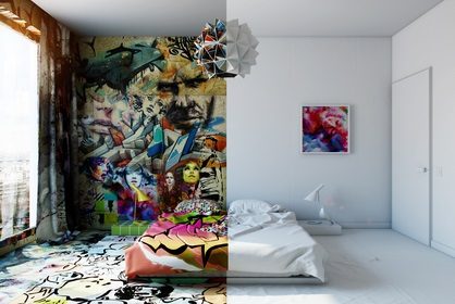Half Graffiti Hotel Room