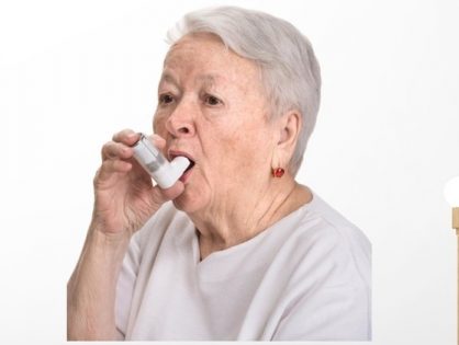 Senior Woman with Asthma Wall Decal